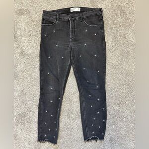 Abercrombie & Fitch Black Star Patterned Cropped Jeans